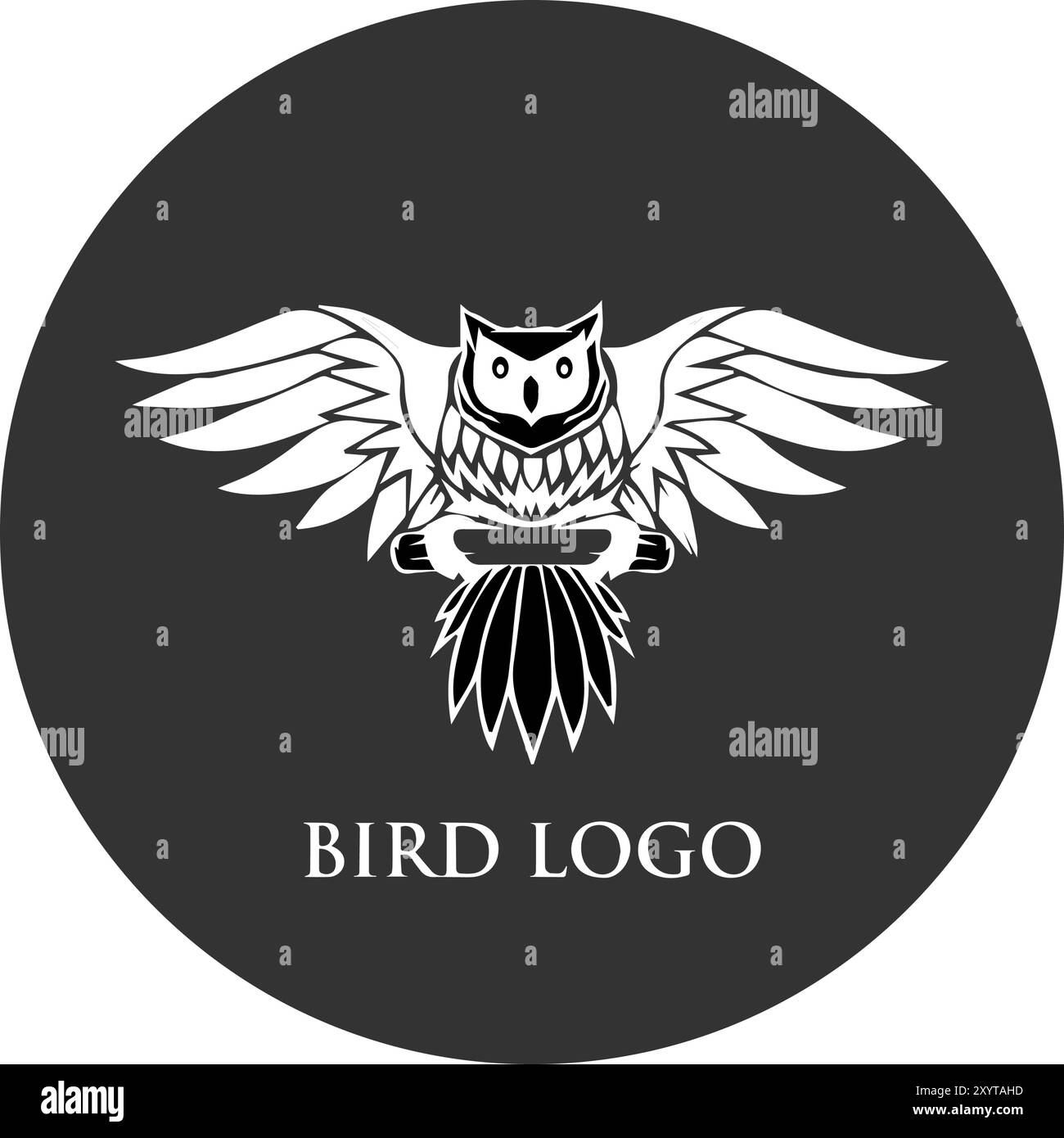 logo bird con cerchi in bianco e nero Illustrazione Vettoriale