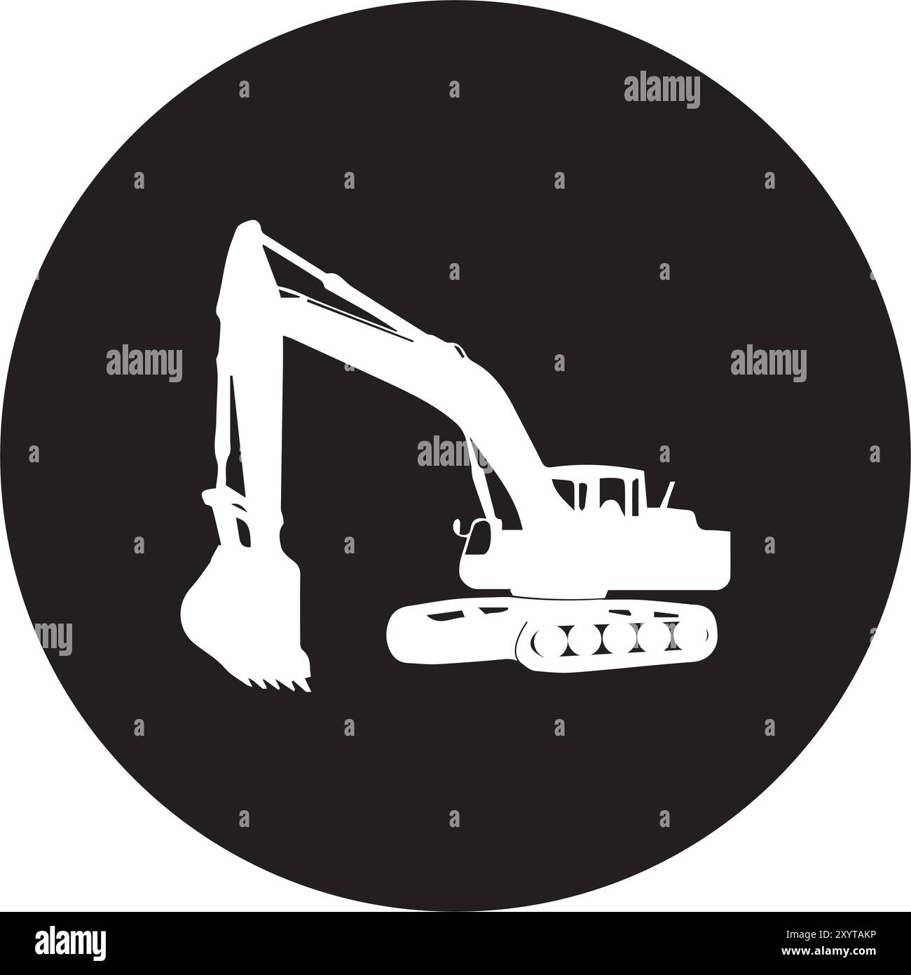 Icona veicolo attrezzatura pesante escavatore Illustrazione Vettoriale