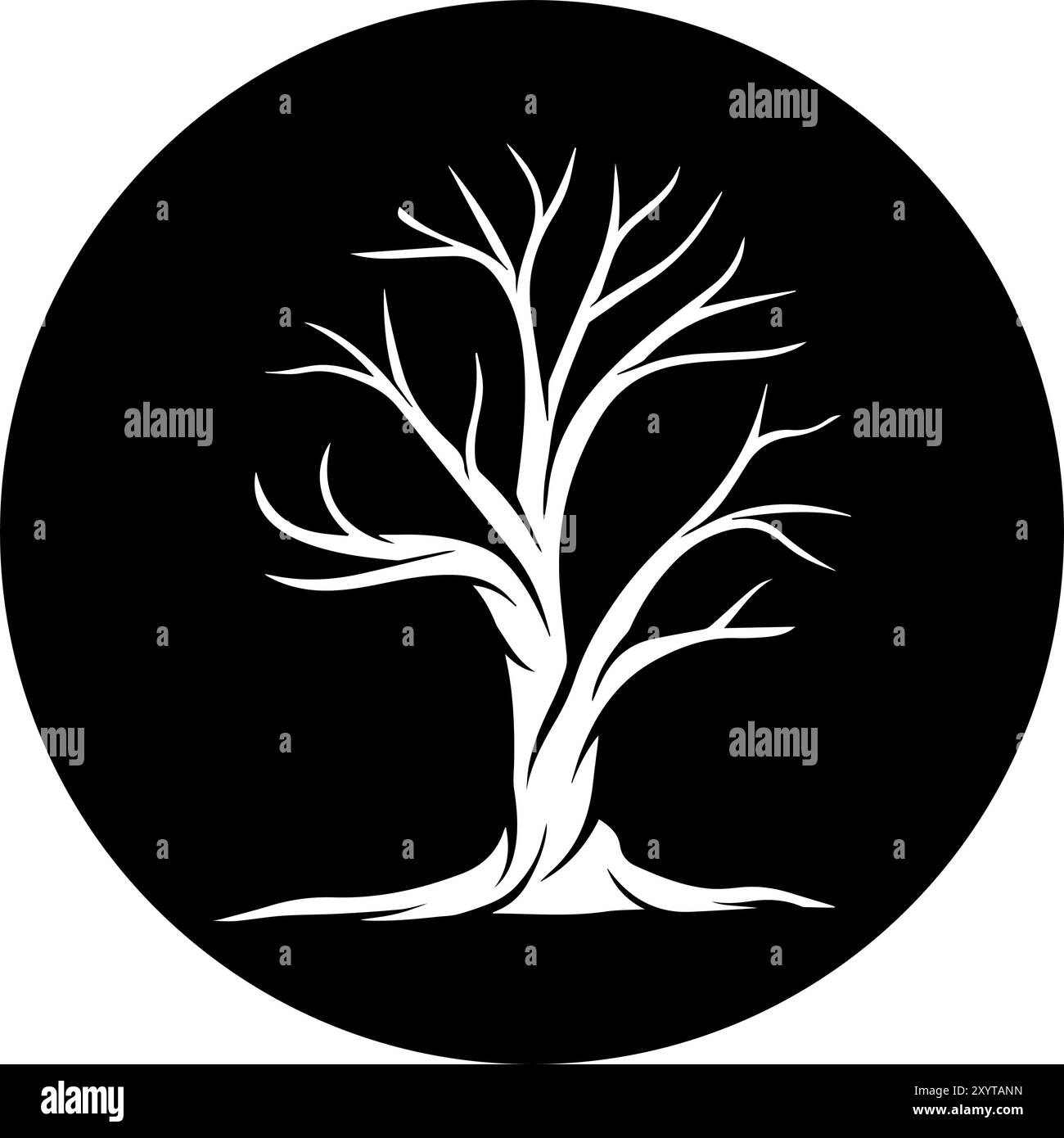 immagine vettoriale della silhouette con decorazioni ad albero semplici Illustrazione Vettoriale