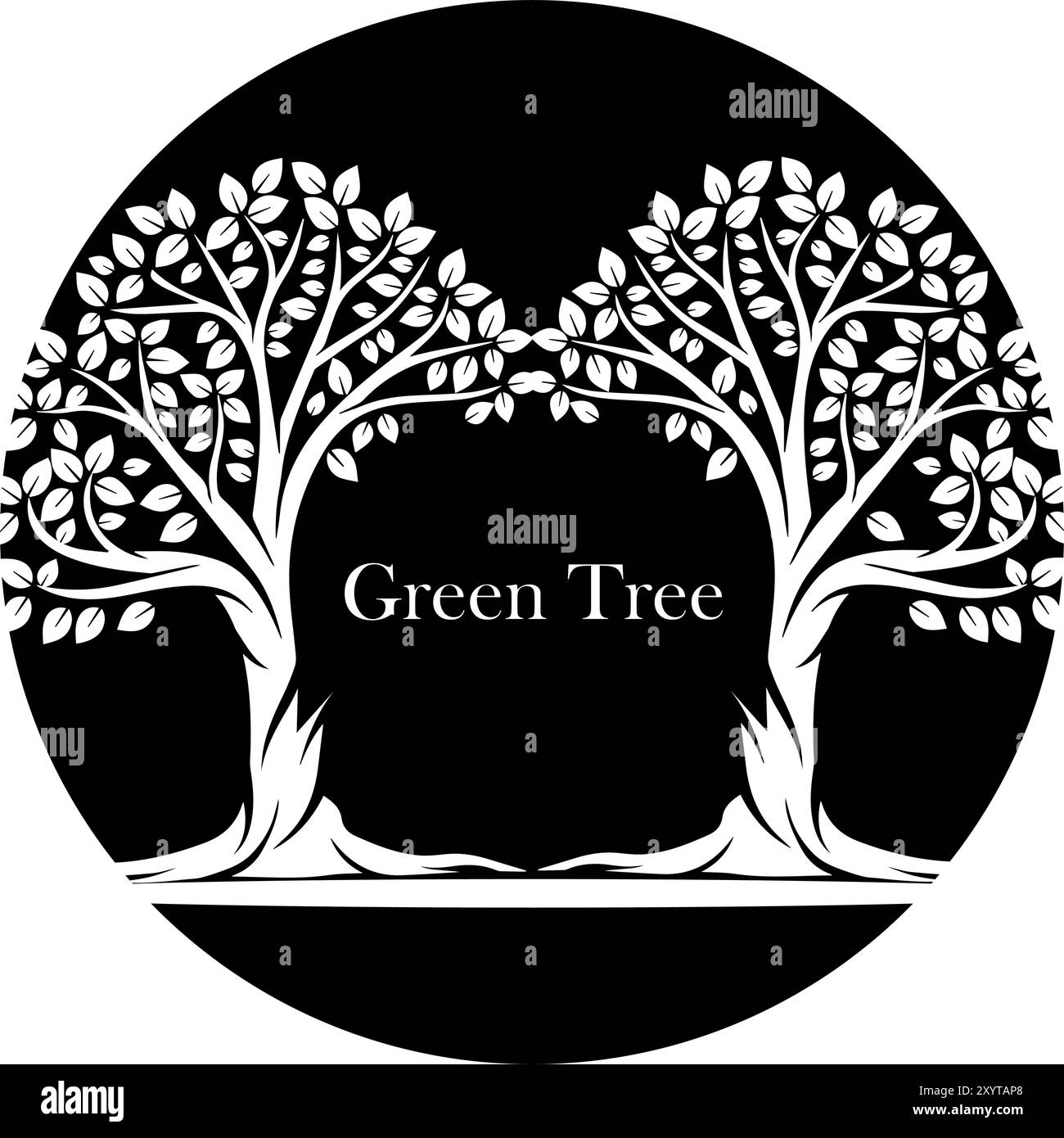 immagine vettoriale della silhouette con decorazioni ad albero semplici Illustrazione Vettoriale