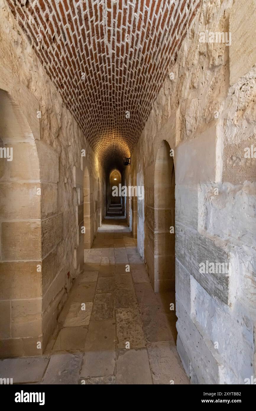 Cittadella di Qaitbay, fortezza del XV secolo, interno del castello, Alessandria, Egitto, nord Africa Foto Stock