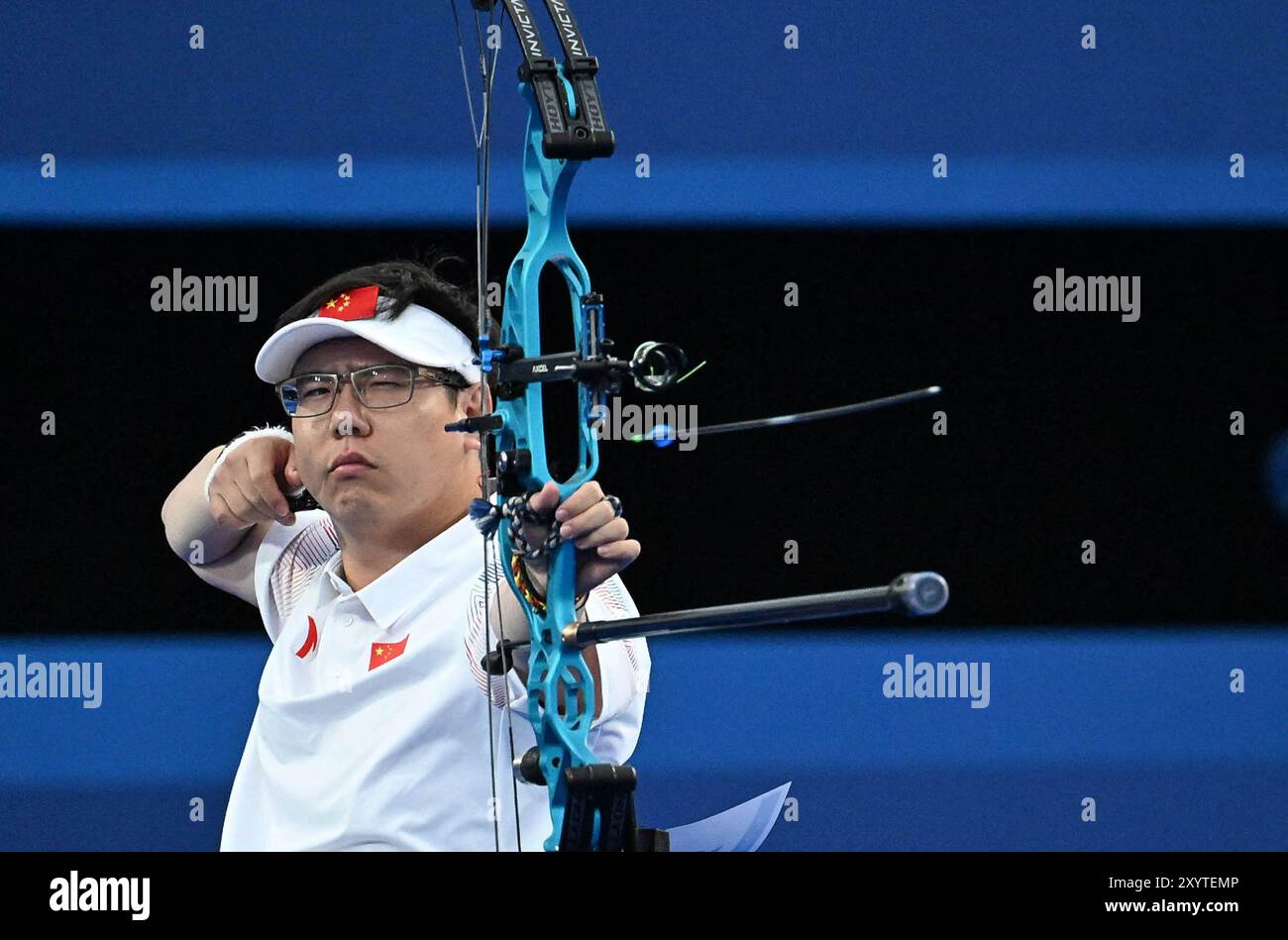 Parigi, Francia. 30 agosto 2024. Zihao He, arciere cinese ai Giochi Paralimpici di Parigi 2024 il 30 agosto 2024 a Parigi, Francia. Foto di Tomas Stevens/ABACAPRESS. COM credito: Abaca Press/Alamy Live News Foto Stock