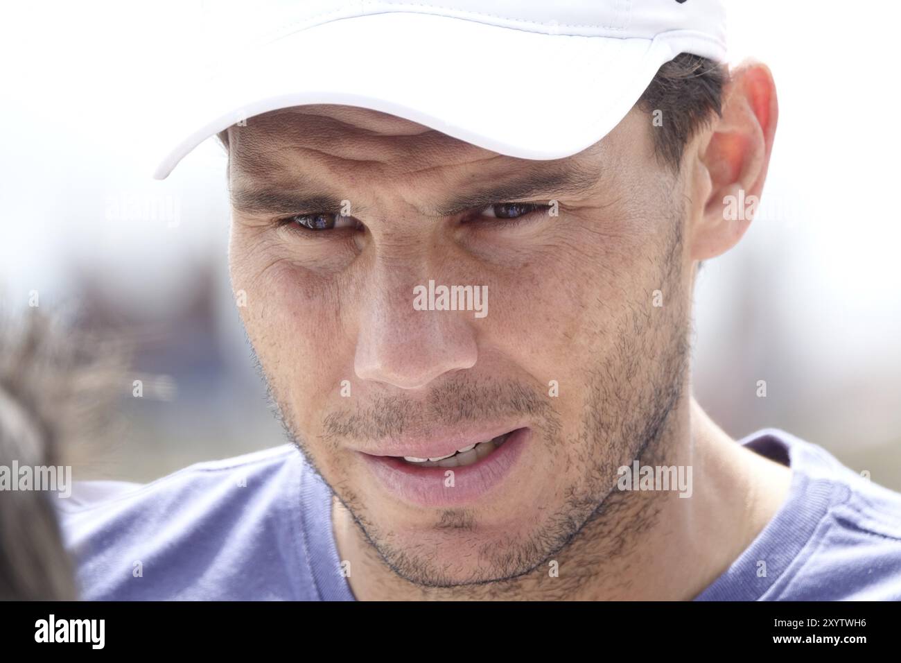 Ritratto del tennista spagnolo Rafael Nadal, attuale numero 1 nella classifica mondiale, in un'intervista, Rolex Monte-Carlo Masters, torneo di tennis di Foto Stock