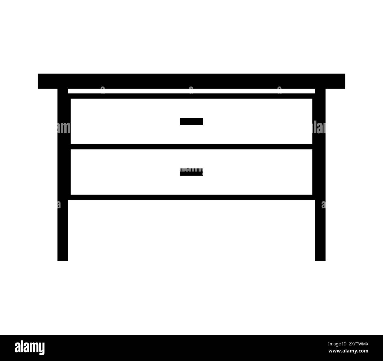 Icona della scrivania illustrata in vettore su sfondo bianco Foto Stock