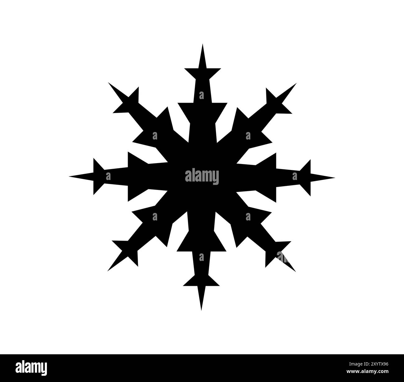 Icona del fiocco di neve illustrata in vettore su sfondo bianco Foto Stock