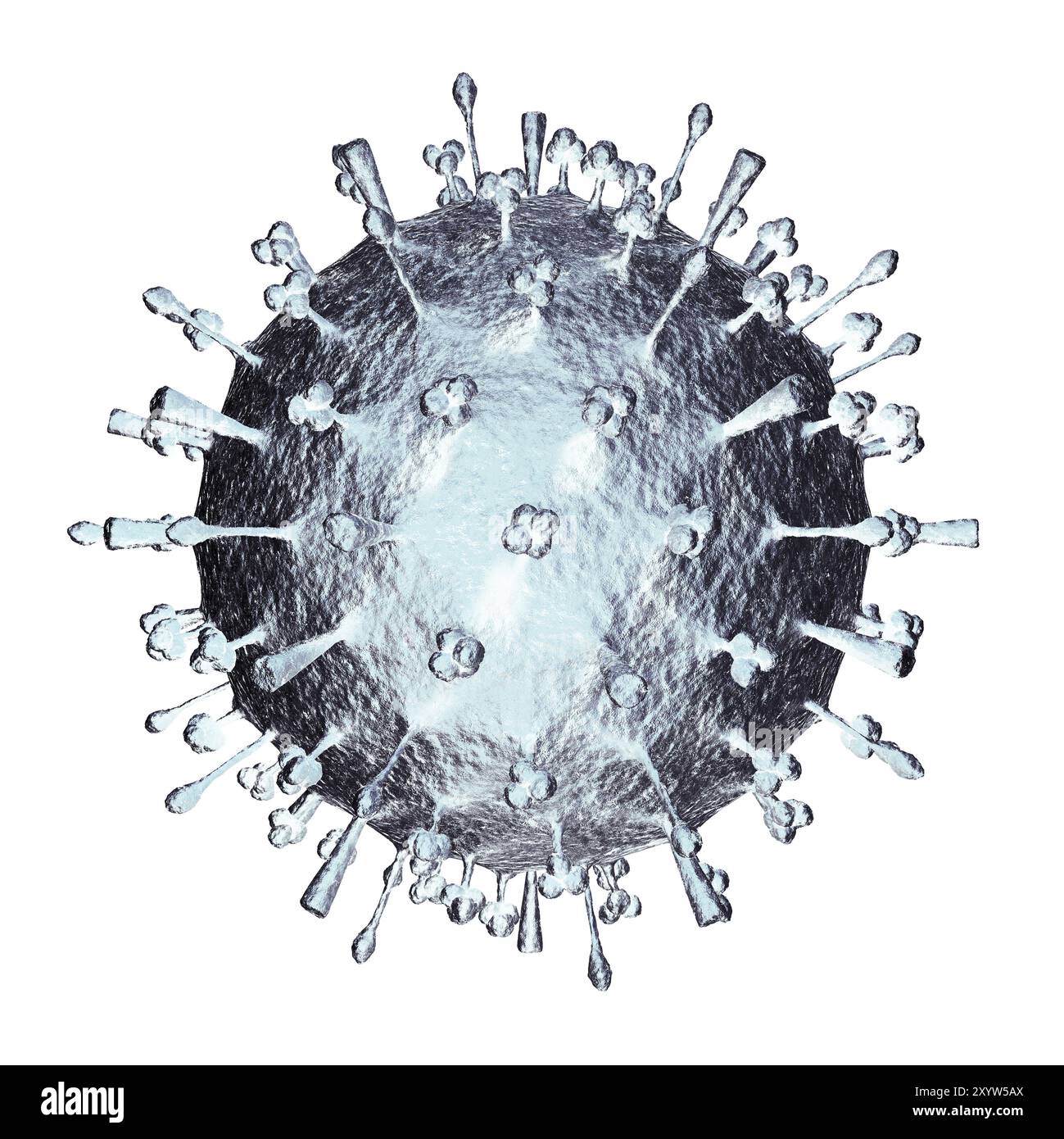 Virus dell'influenza H1N1 H5N1 particella virale dell'influenza A, virione. Influenza suina, influenza aviaria, influenza canina, influenza equina struttura delle particelle.illustrazione 3D isolata su wh Foto Stock