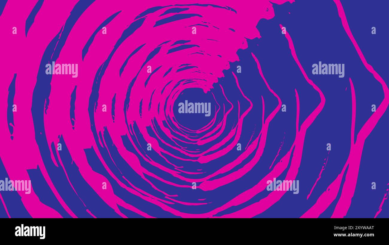 Questa immagine presenta un sorprendente design astratto a spirale con audaci sfumature rosa neon e blu intenso. Lo schema a vortice crea un effetto ipnotico dinamico, Illustrazione Vettoriale