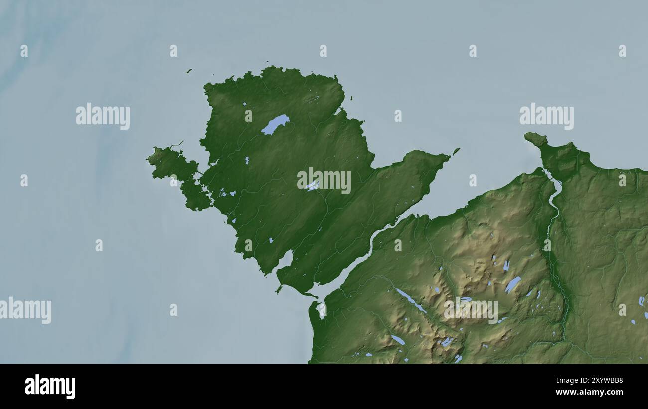 Anglesey Island nel Mare d'Irlanda e St. George's Channel su una mappa colorata Foto Stock