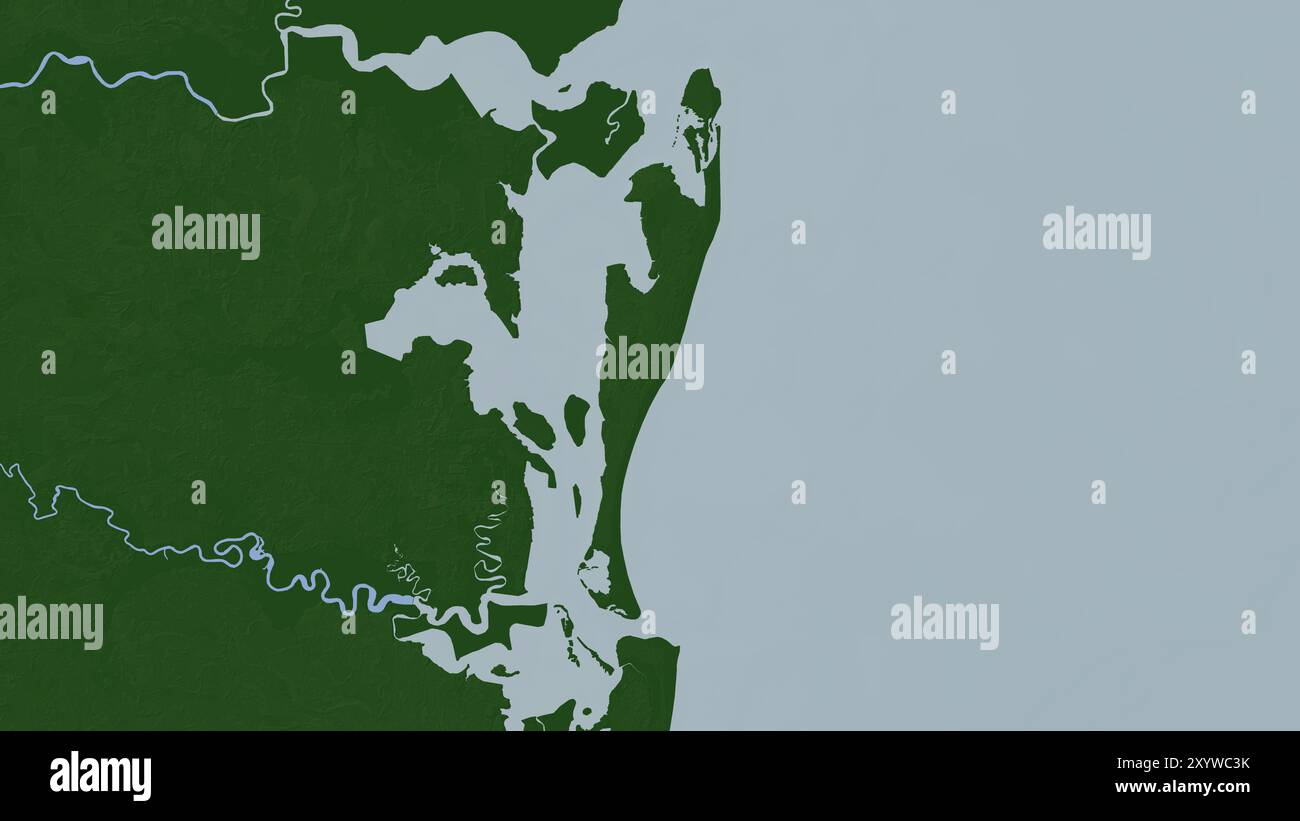 Cumberland Island, nell'Oceano Atlantico settentrionale, su una mappa colorata Foto Stock