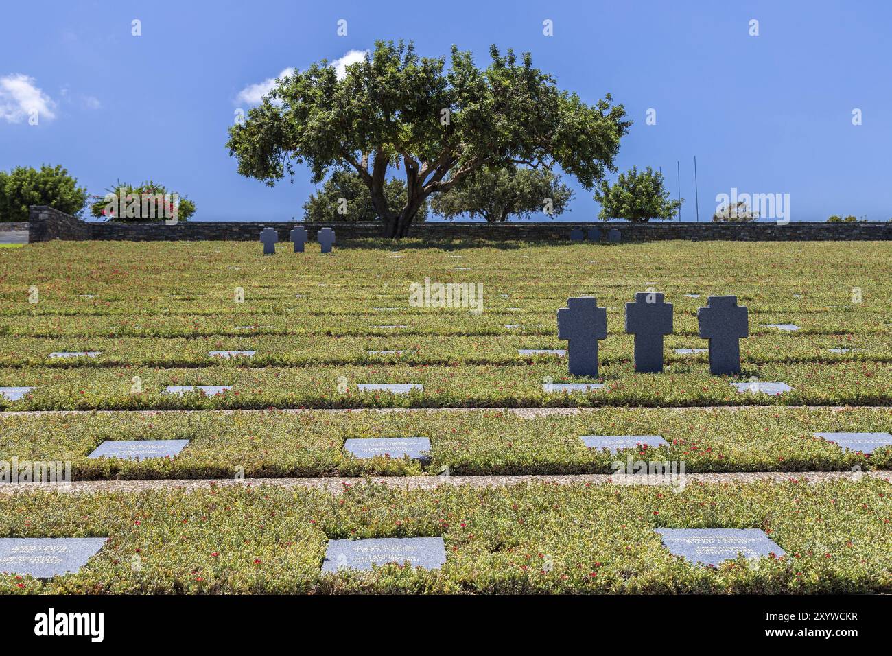 Cimitero militare tedesco, Maleme, Creta Foto Stock