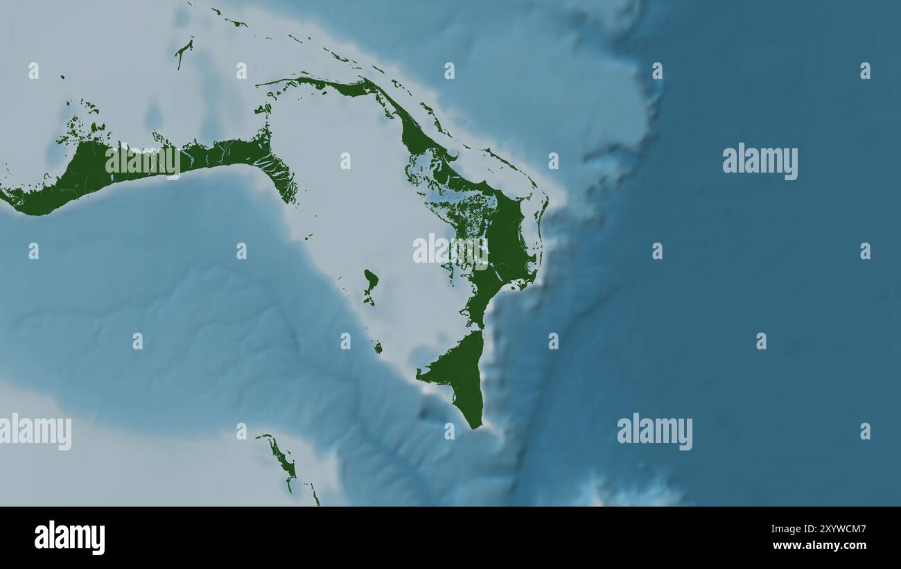Great Abaco Island nell'Oceano Atlantico settentrionale su una mappa colorata Foto Stock