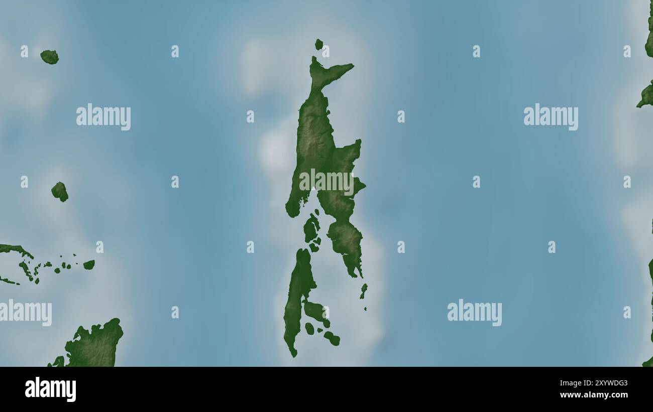 Pulau Kayoa nel Mare delle Molukka su una mappa colorata Foto Stock