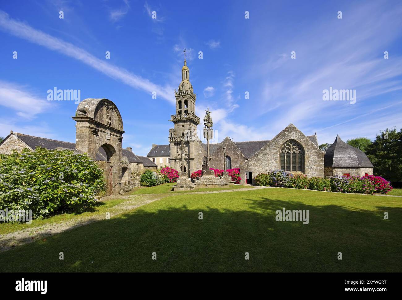 Plomodiern Sainte-Marie du Menez Hom in Bretagna, Francia, Plomodiern Sainte-Marie du Menez Hom in Bretagna, Francia, Europa Foto Stock