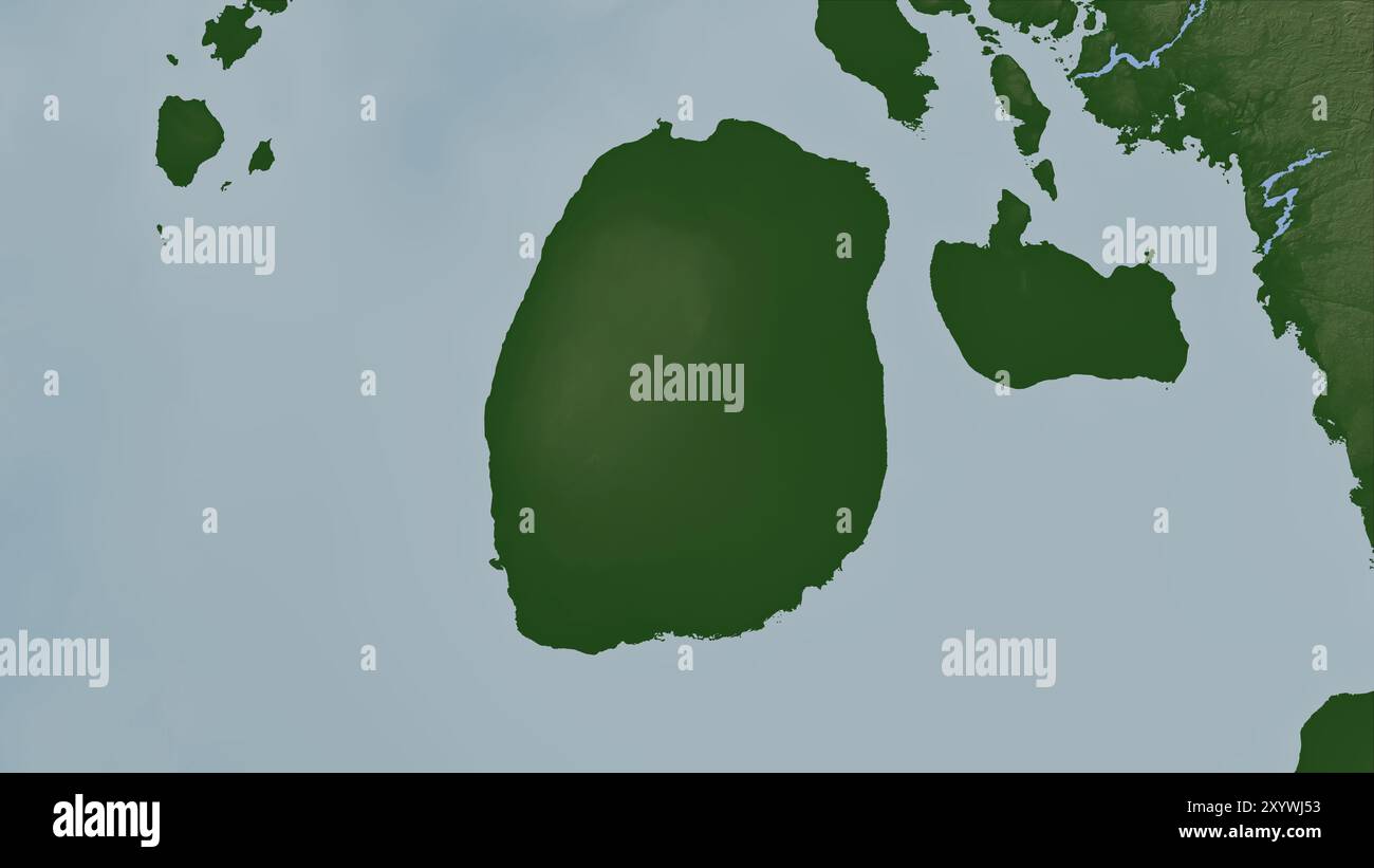 Prince Charles Island nei passaggi nord-occidentali su una mappa colorata di elevazione Foto Stock