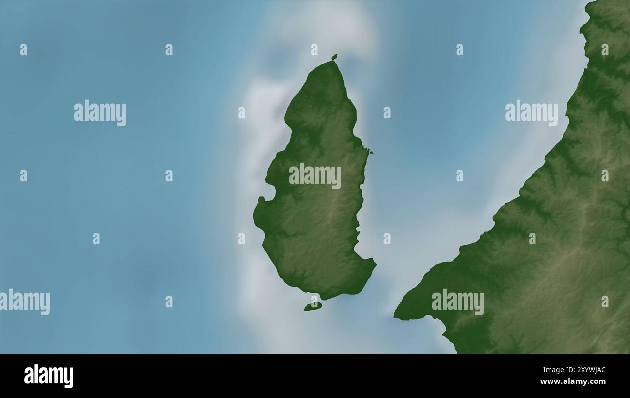 Pulau Rau nel Mare di Molukka su una mappa colorata Foto Stock