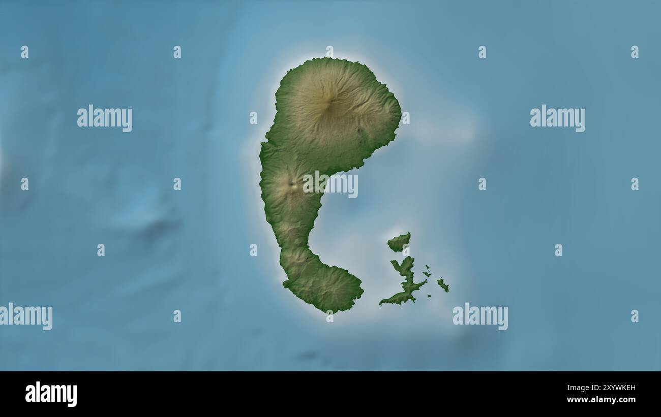 Pulau Siau nel Mare di Molukka su una mappa colorata Foto Stock