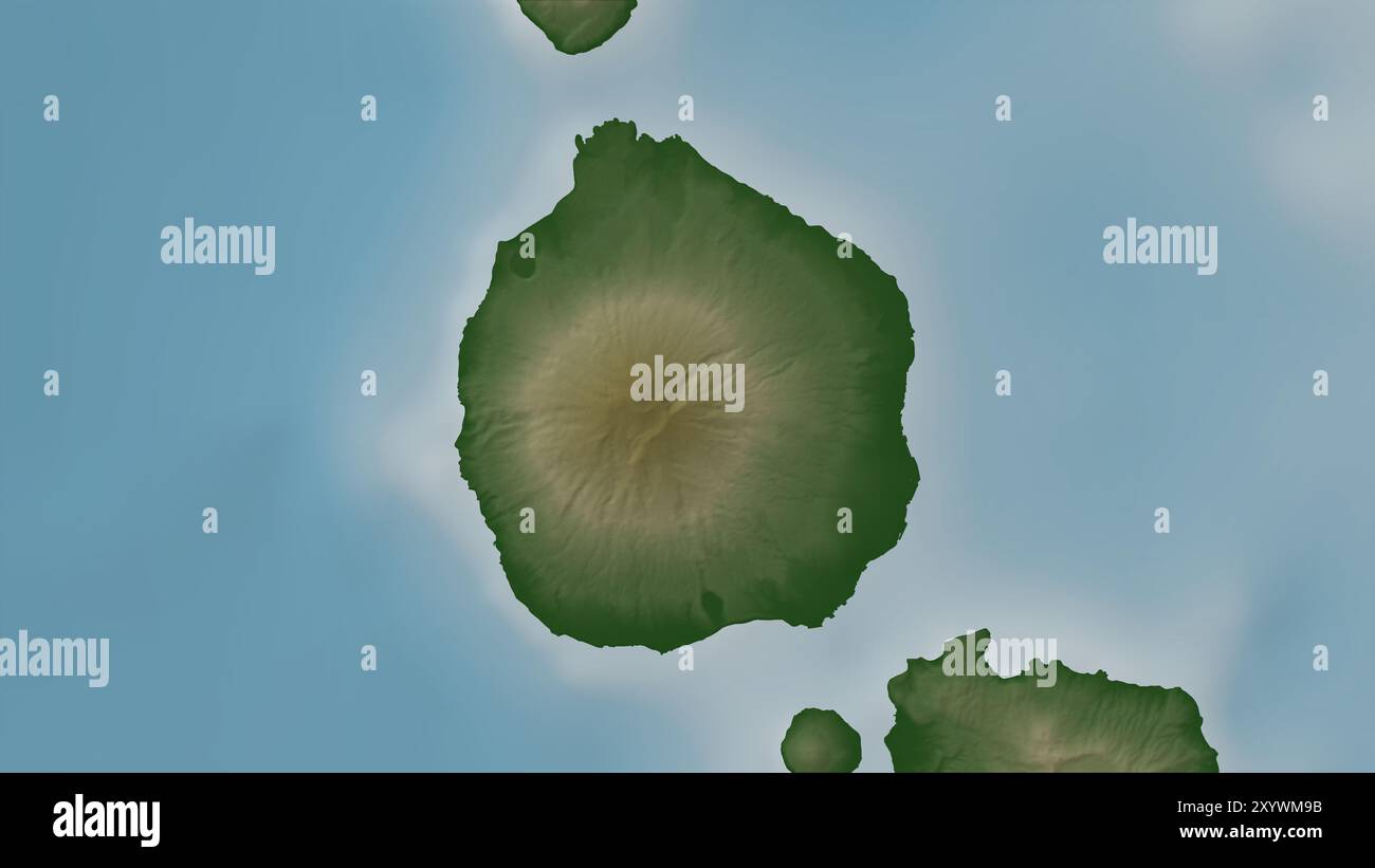 Pulau Ternate nel Mare delle Molukka su una mappa colorata Foto Stock