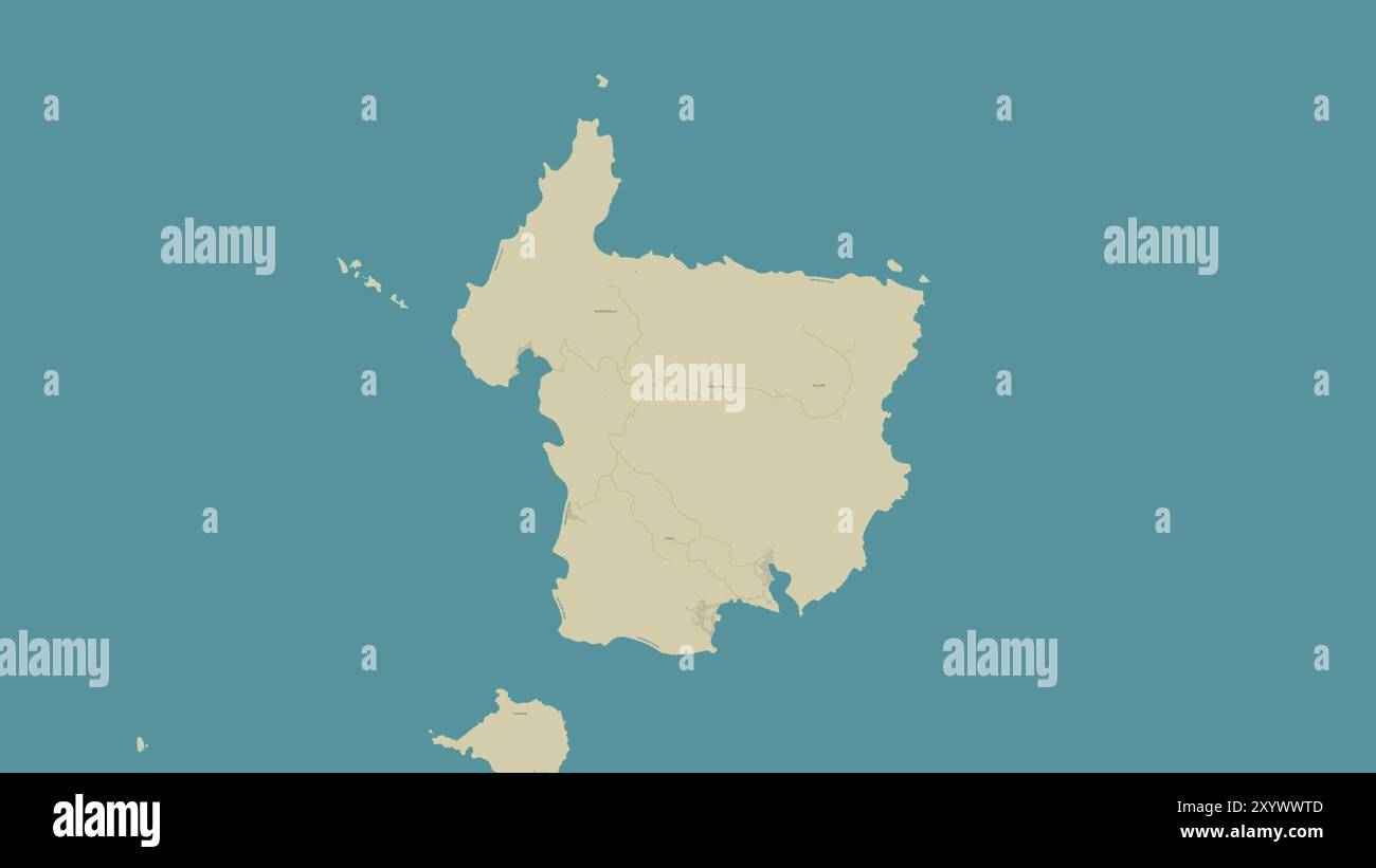 Pulau Doi nel Mare di Molukka su una mappa topografica in stile umanitario OSM Foto Stock