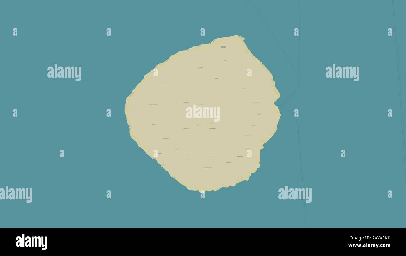 Pulau Makian nel Mare delle Molukka su una mappa topografica in stile umanitario OSM Foto Stock