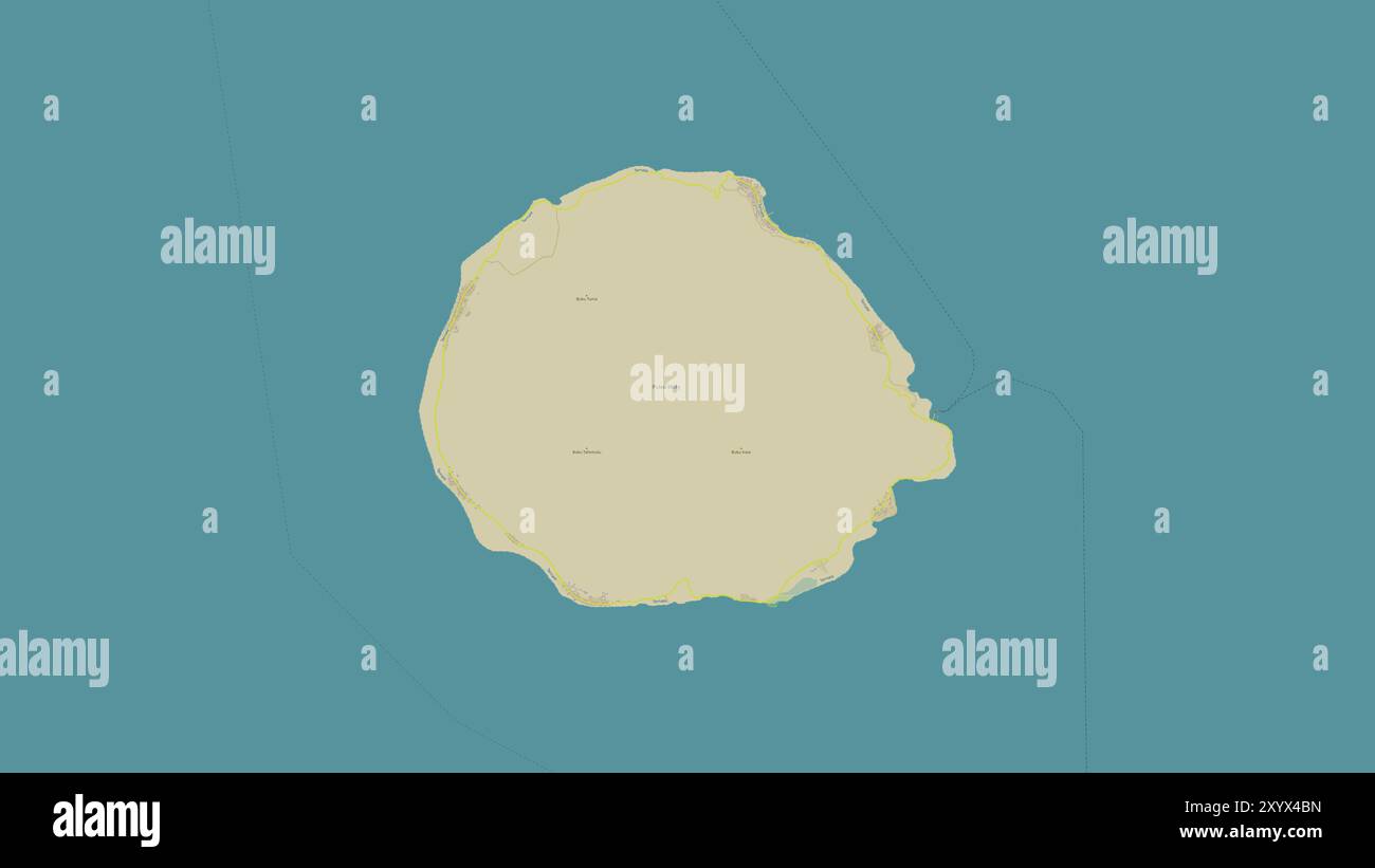 Pulau Moty nel Mare di Molukka su una mappa topografica in stile umanitario OSM Foto Stock