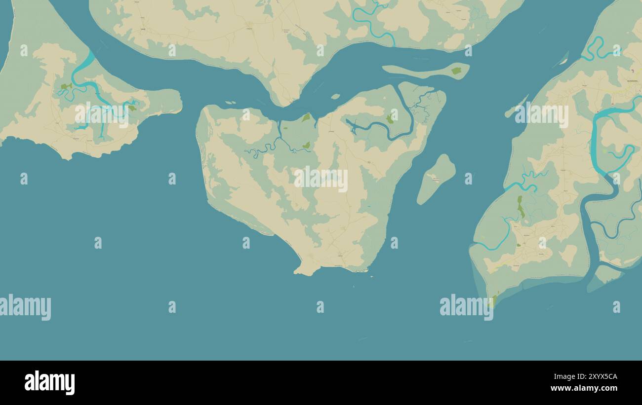 Ilha de Pecixe nell'Oceano Atlantico settentrionale su una mappa topografica in stile umanitario OSM Foto Stock