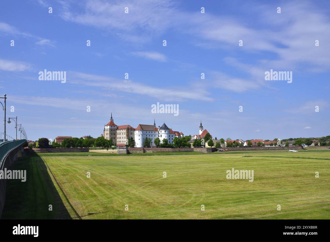 Castello Hartenfels, Torgau sul fiume Elba. Castello Hartenfels a Torgau, Germania, sul fiume Elba Foto Stock