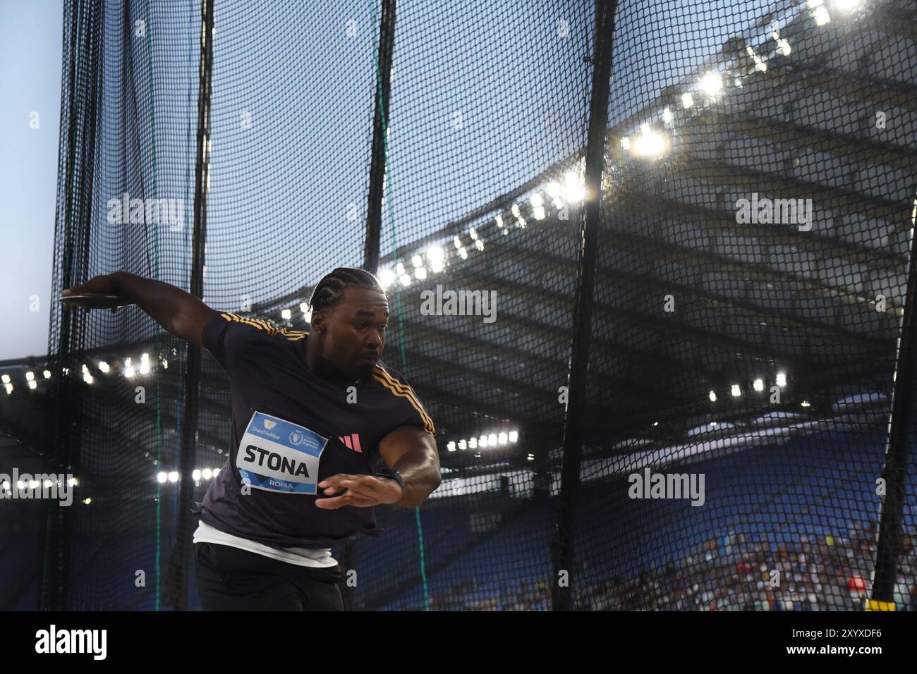 Roma, Italia. 30 agosto 2024. Gala d'oro Pietro Mennea, Rojé Stona, medaglia d'oro alle Olimpiadi di Parigi 2024 vincono il lancio del disco con distanza 67, 85. (Foto di Pasquale Gargano/Pacific Press) credito: Pacific Press Media Production Corp./Alamy Live News Foto Stock