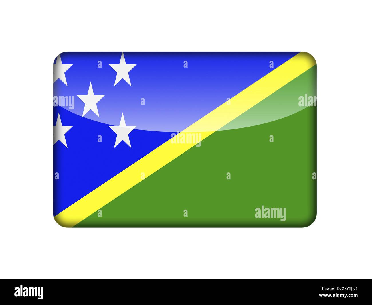 La bandiera delle Isole Salomone sotto forma di icona lucida Foto Stock