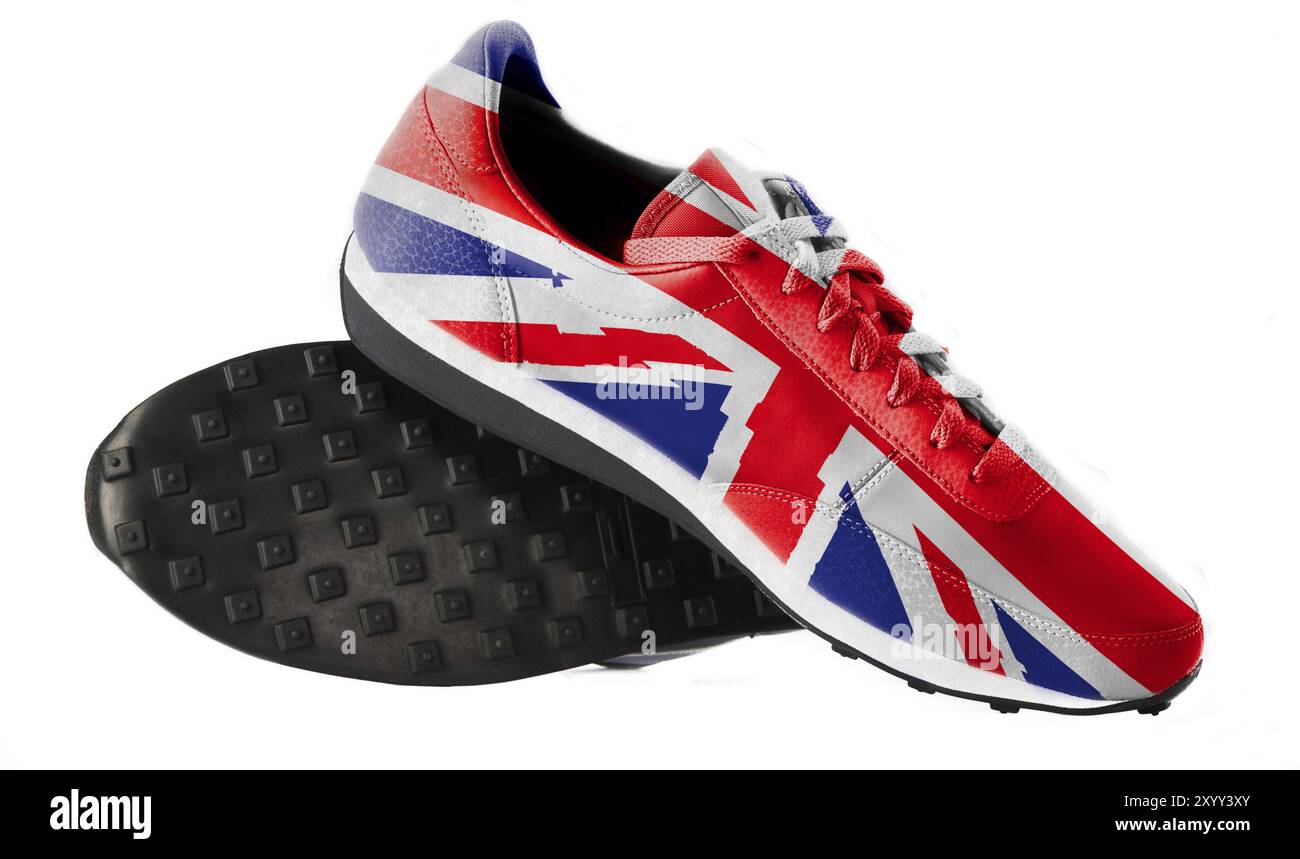 La bandiera britannica, scarpe nello stile della bandiera nazionale Foto Stock