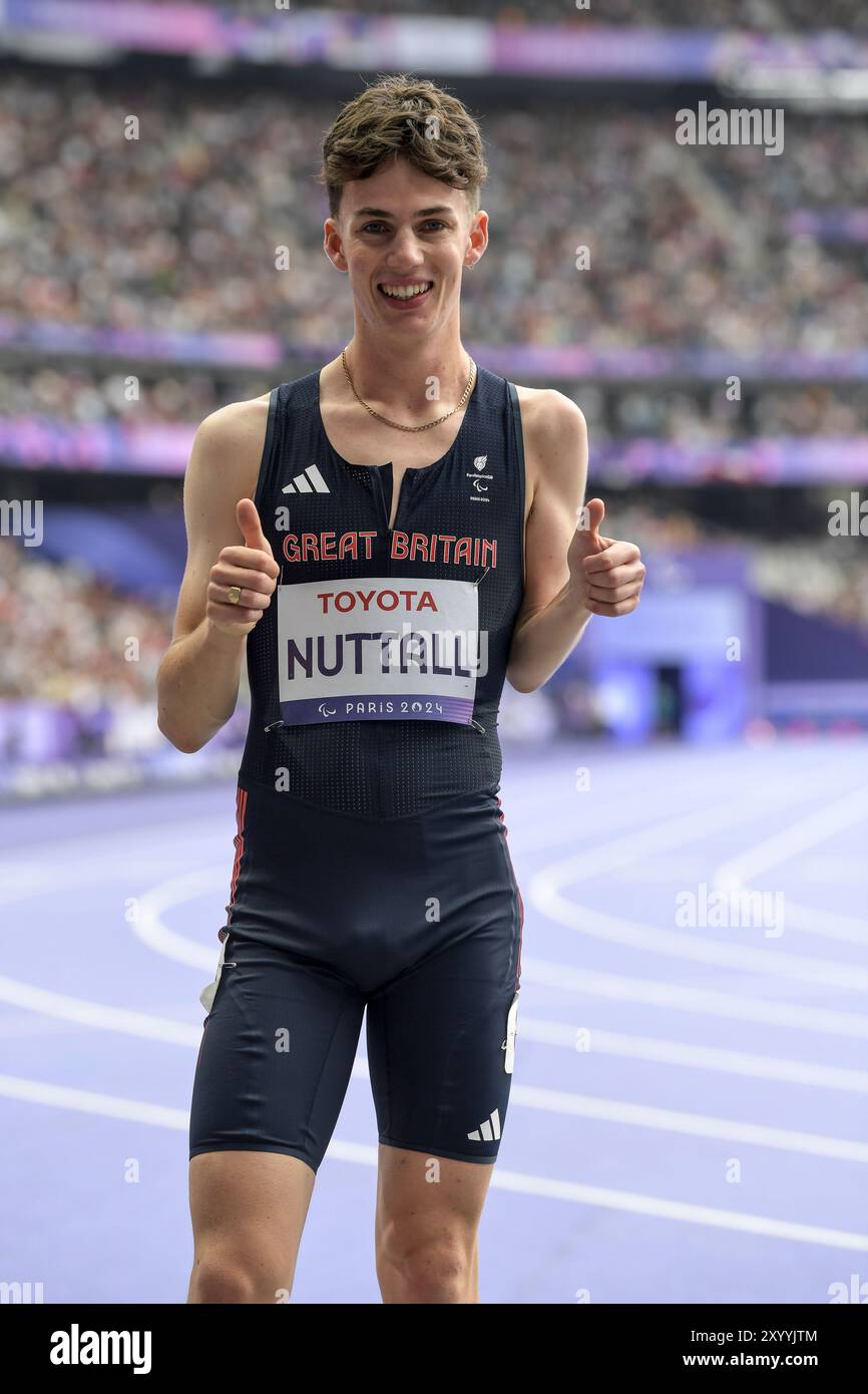 Parigi, Francia. 31 agosto 2024. Luke Nuttall di Gran Bretagna gareggia nella finale Mens 1500m T46 il terzo giorno dei Giochi Paralimpici estivi di Parigi 2024 allo Stade de France il 31 agosto 2024 a Parigi, Francia. Foto di Gary Mitchell Credit: Gary Mitchell, GMP Media/Alamy Live News Foto Stock