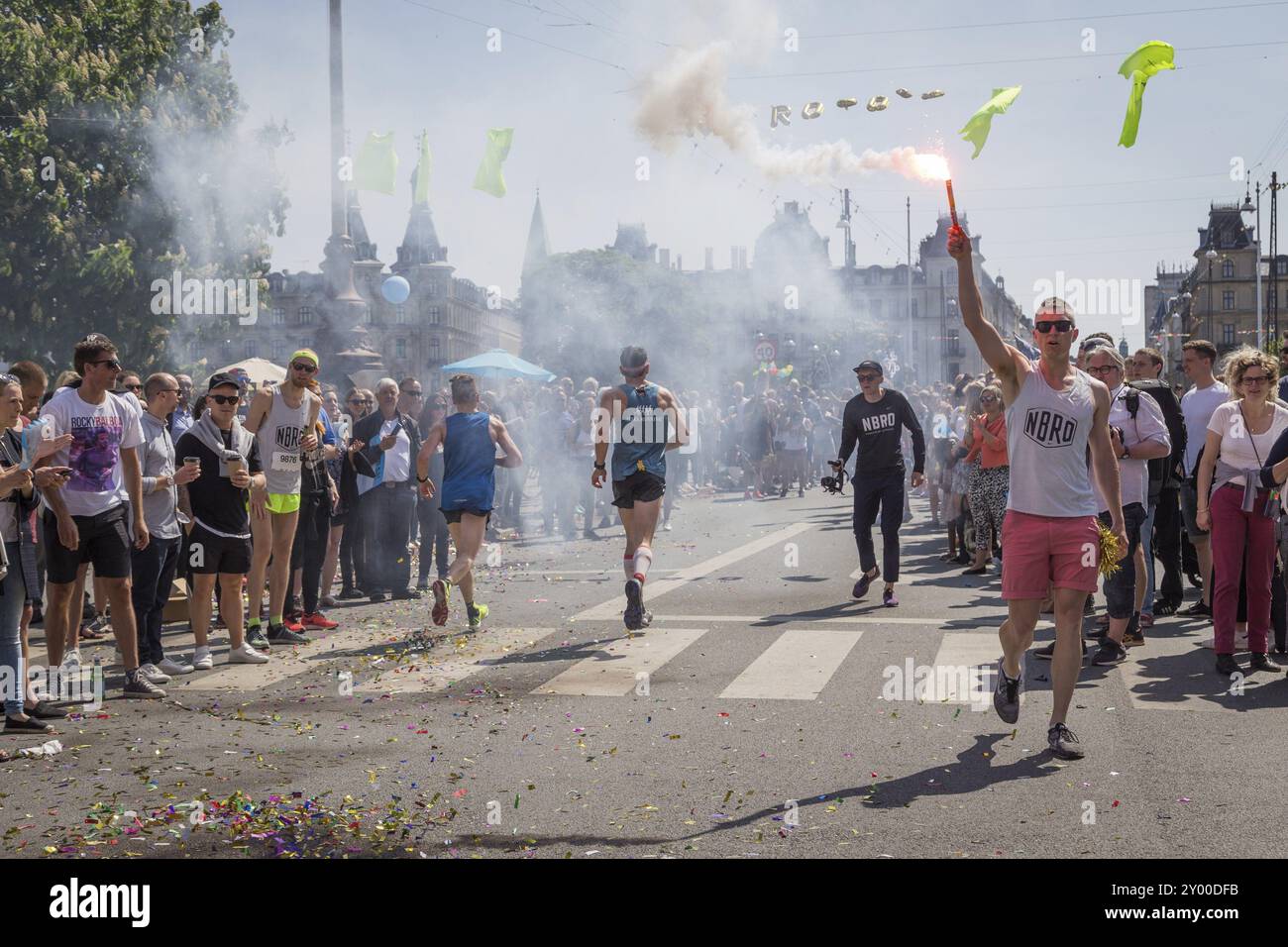 Copenaghen, Danimarca, 22 maggio 2016: Corridori all'evento annuale Copenhagen Marathon, Europa Foto Stock