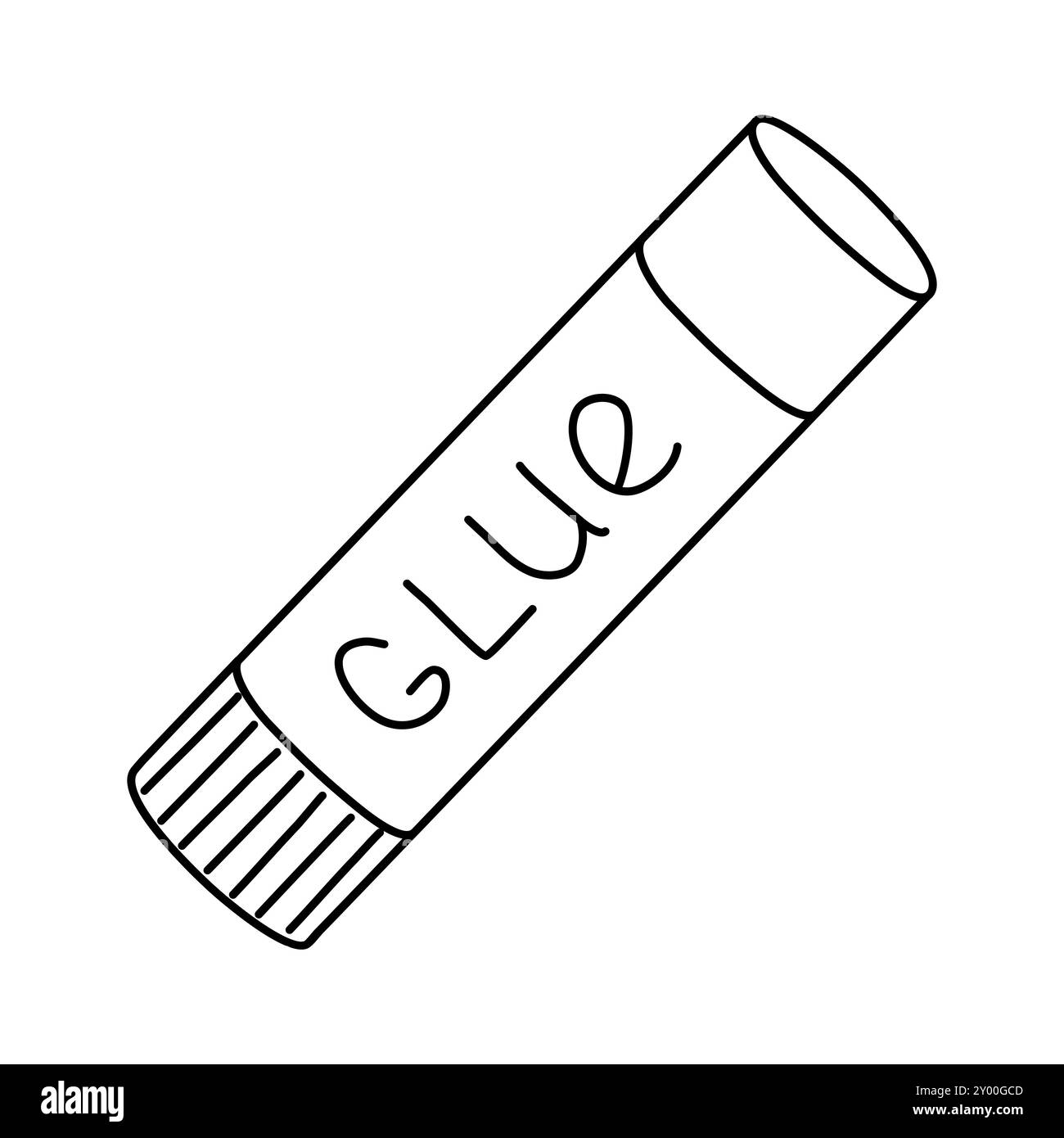 Tubo a colla, disegno vettoriale piatto stile doodle per libri da colorare per bambini Illustrazione Vettoriale
