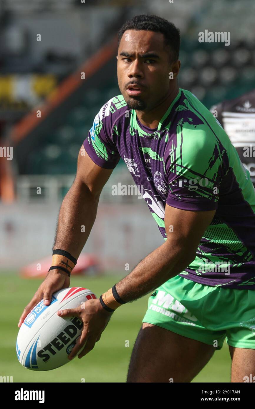 Hull, Regno Unito. 31 agosto 2024. MKM Stadium, West Park, Hull, Humberside, East Yorkshire, 31 agosto 2024. Betfred Super League Hull FC vs Castleford Tigers Jason Qareqare dei Castleford Tigers Credit: Touchlinepics/Alamy Live News Foto Stock