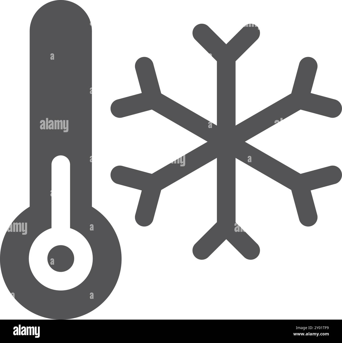 Icona nera temperatura fredda. Simboli termometro e fiocco di neve Illustrazione Vettoriale