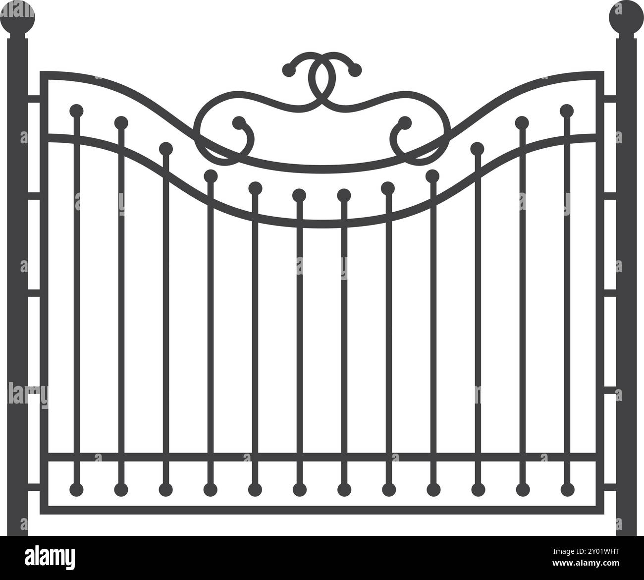 Recinzione a reticolo decorativa in metallo. Ringhiera nera di ferro Illustrazione Vettoriale