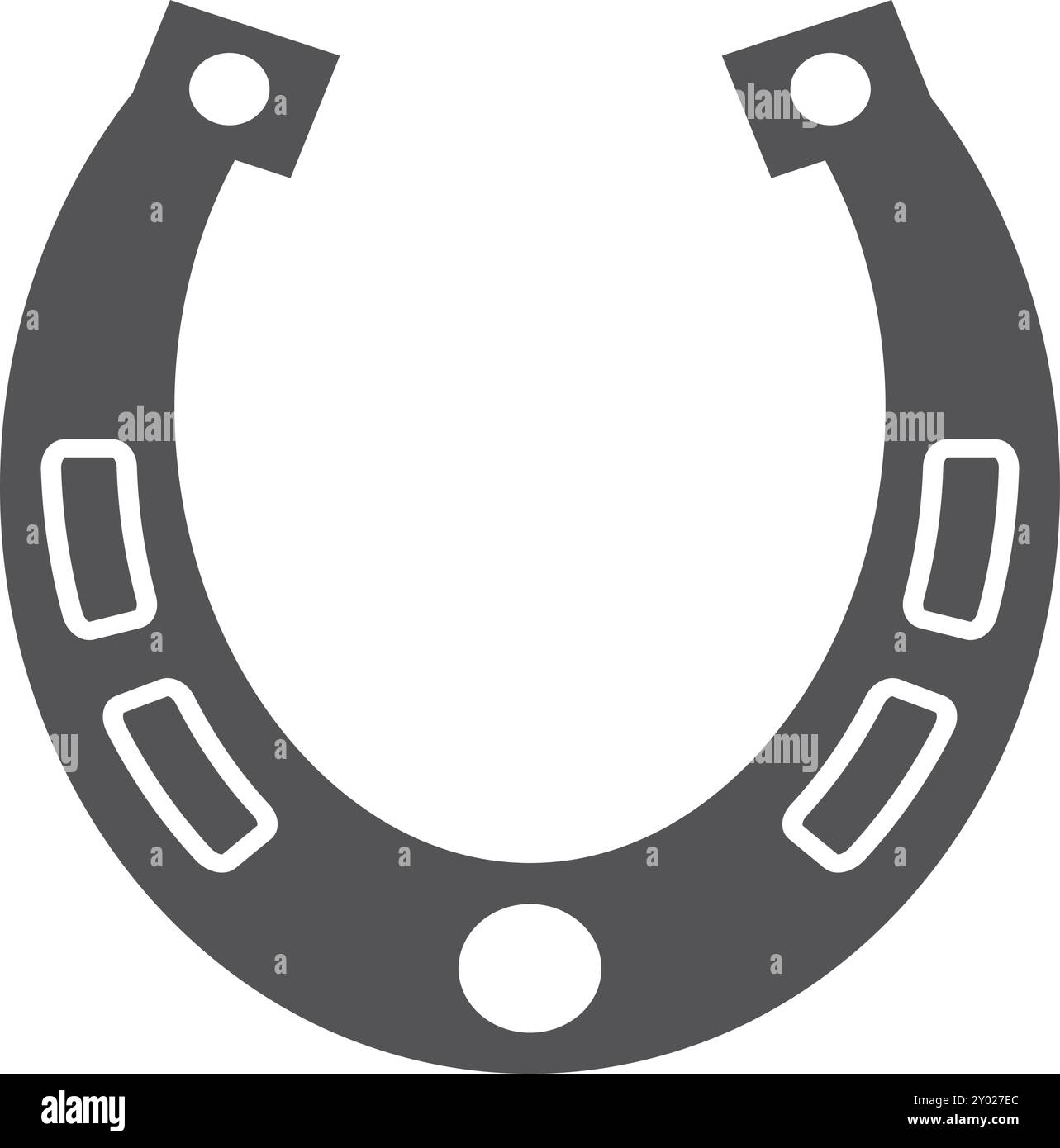 Silhouette nera a ferro di cavallo. Simbolo di fascino o talismano Illustrazione Vettoriale