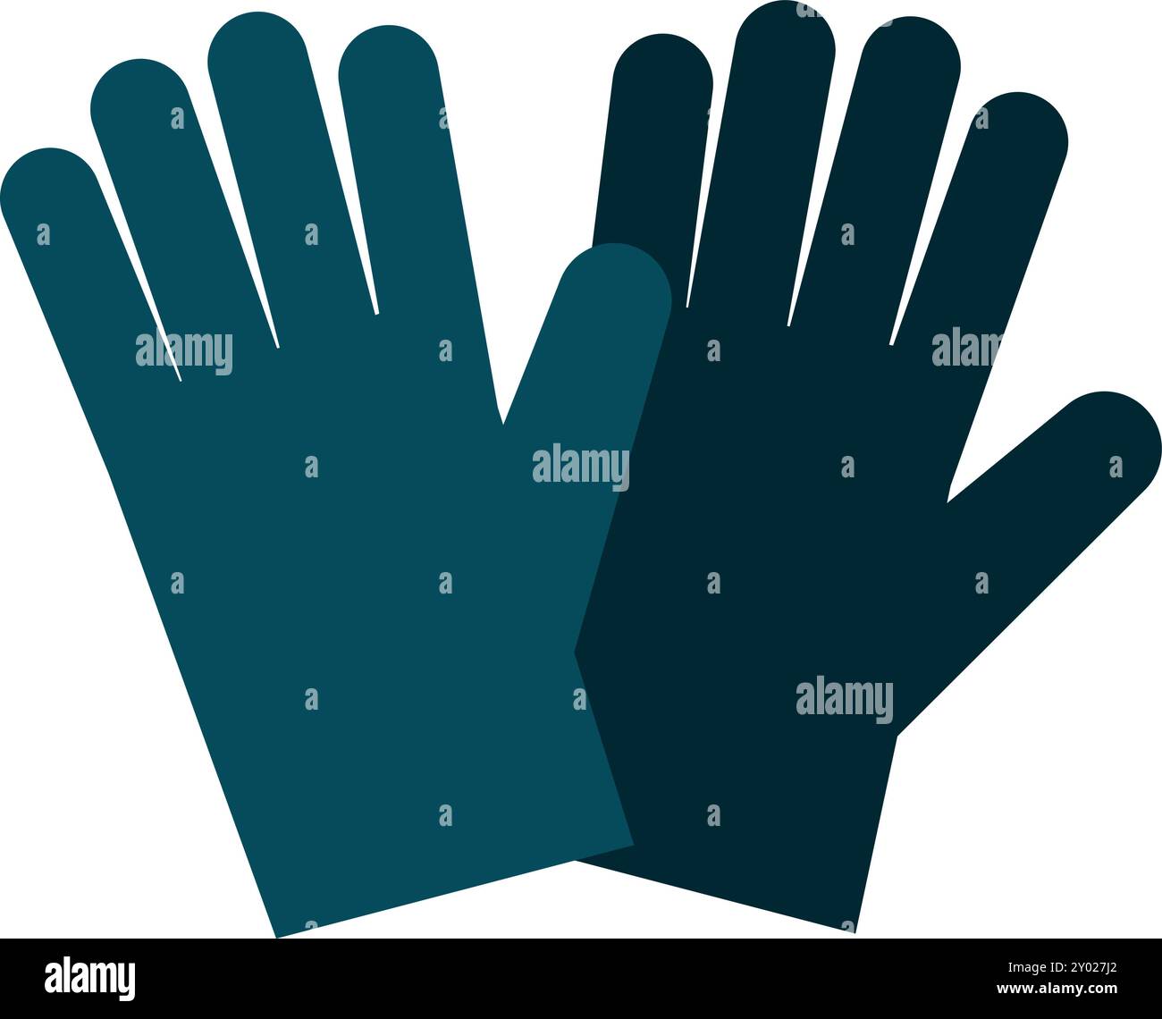 Icona del colore dei guanti di sicurezza. Protezione mani blu Illustrazione Vettoriale