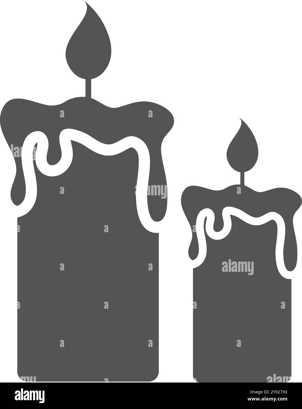 Icona nera delle candele di cera che si fondono. Simbolo della Chiesa Illustrazione Vettoriale