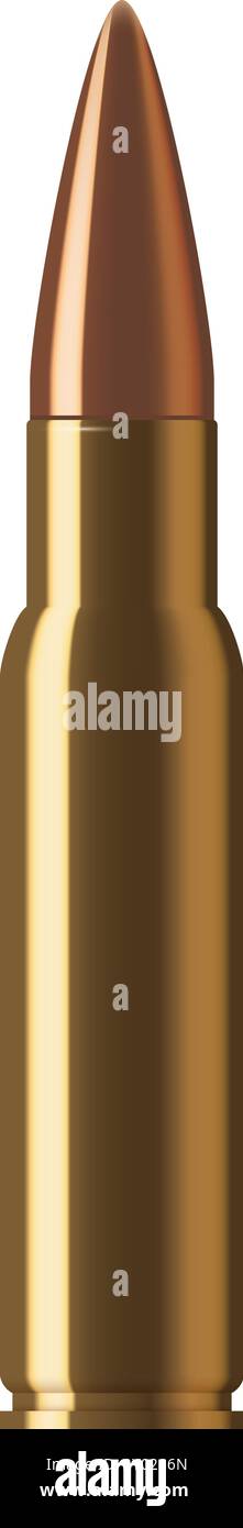 Munizioni calibro fucile. Realistico mockup di proiettili metallici Illustrazione Vettoriale