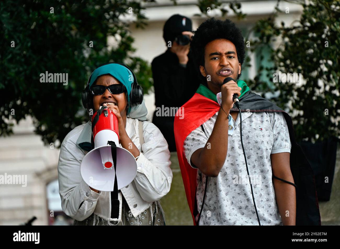 LONDRA, REGNO UNITO. 31 agosto 2024. Londra per il Sudan protesta contro U.A.e, Egitto, Arabia Saudita per armare i ribelli da entrambe le parti. Le armi sono state vendute agli Emirati Arabi Uniti, all'Egitto e all'Arabia Saudita dagli Stati Uniti e dal Regno Unito. I manifestanti chiedono anche la fine della guerra per procura e chiedono alla Russia di smettere di armare il Sudan. I manifestanti temono inoltre che le stesse armi vendute dagli Stati Uniti e dal Regno Unito forniscano anche armi a Israele per attaccare civili palestinesi disarmati a Gaza. Le proteste si sono svolte a Londra, nel Regno Unito. ( Credito: Vedi li/Picture Capital/Alamy Live News Foto Stock