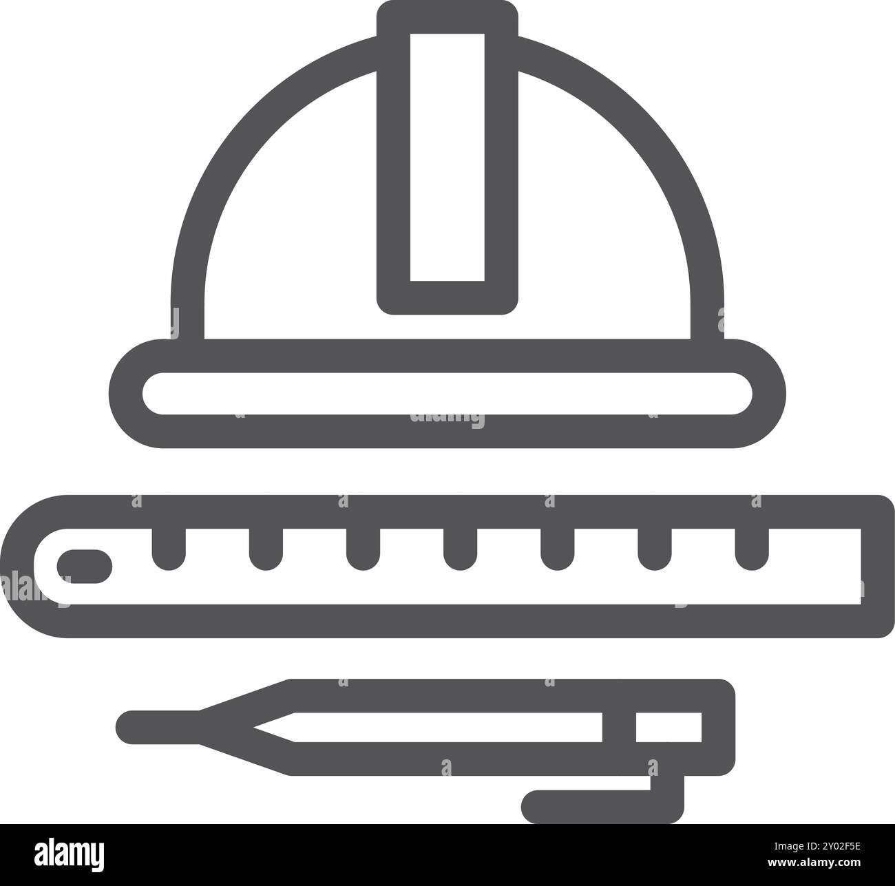 Simbolo ingegnere. Pensiero tecnico. Icona della linea degli strumenti Illustrazione Vettoriale