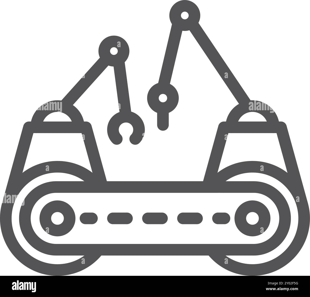 Simbolo di produzione del trasportatore. Icona linea manipolatore idraulico Illustrazione Vettoriale
