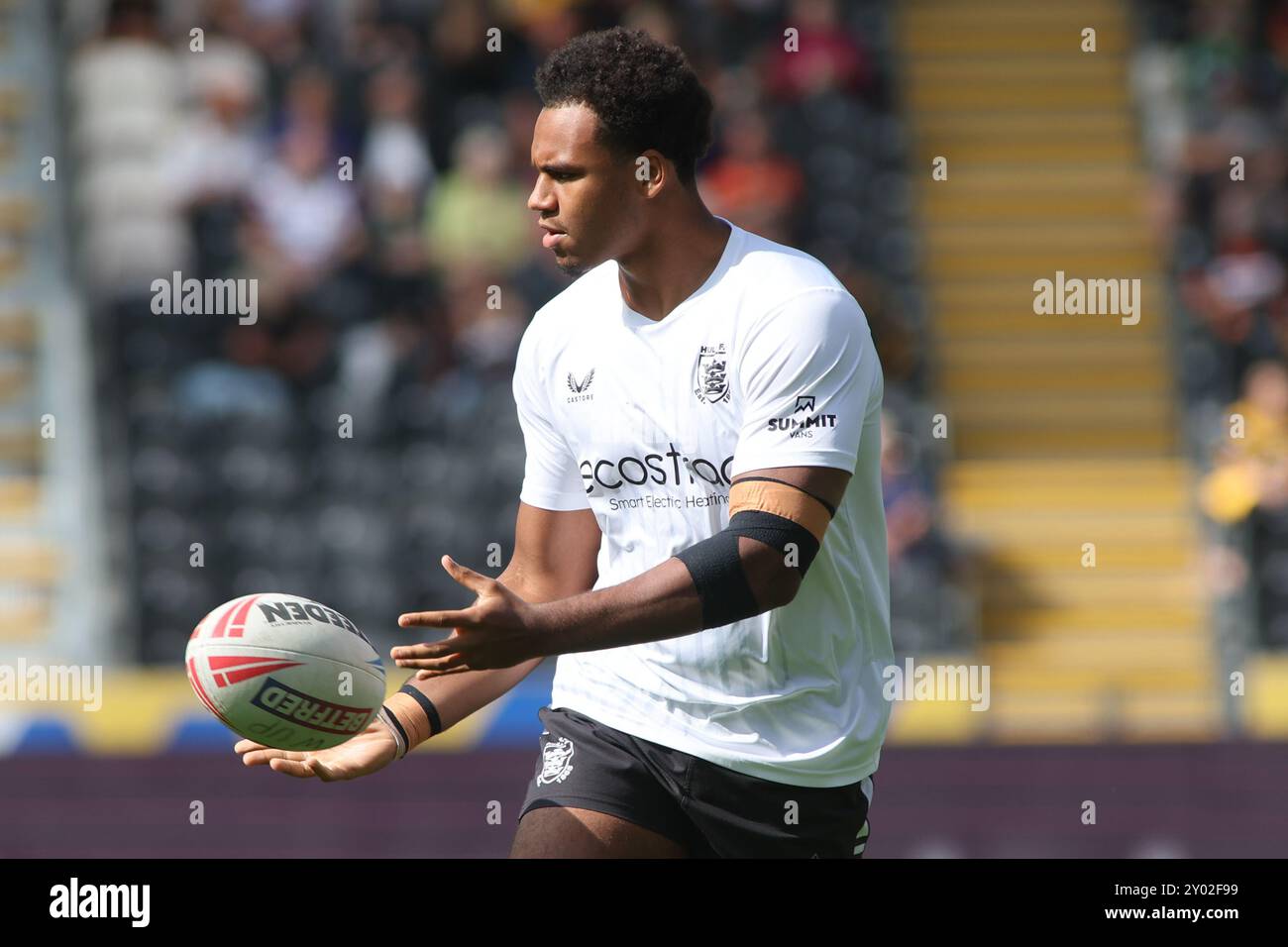 Hull, Regno Unito. 31 agosto 2024. MKM Stadium, West Park, Hull, Humberside, East Yorkshire, 31 agosto 2024. Betfred Super League Hull FC vs Castleford Tigers Leon Ruan di Hull FC credito: Touchlinepics/Alamy Live News Foto Stock