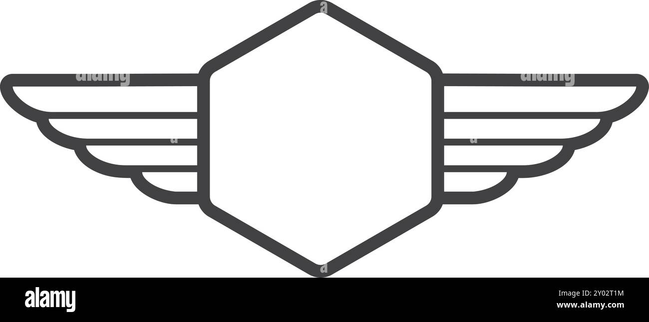 Modello per insegne alate. Segno lineare militare retrò Illustrazione Vettoriale