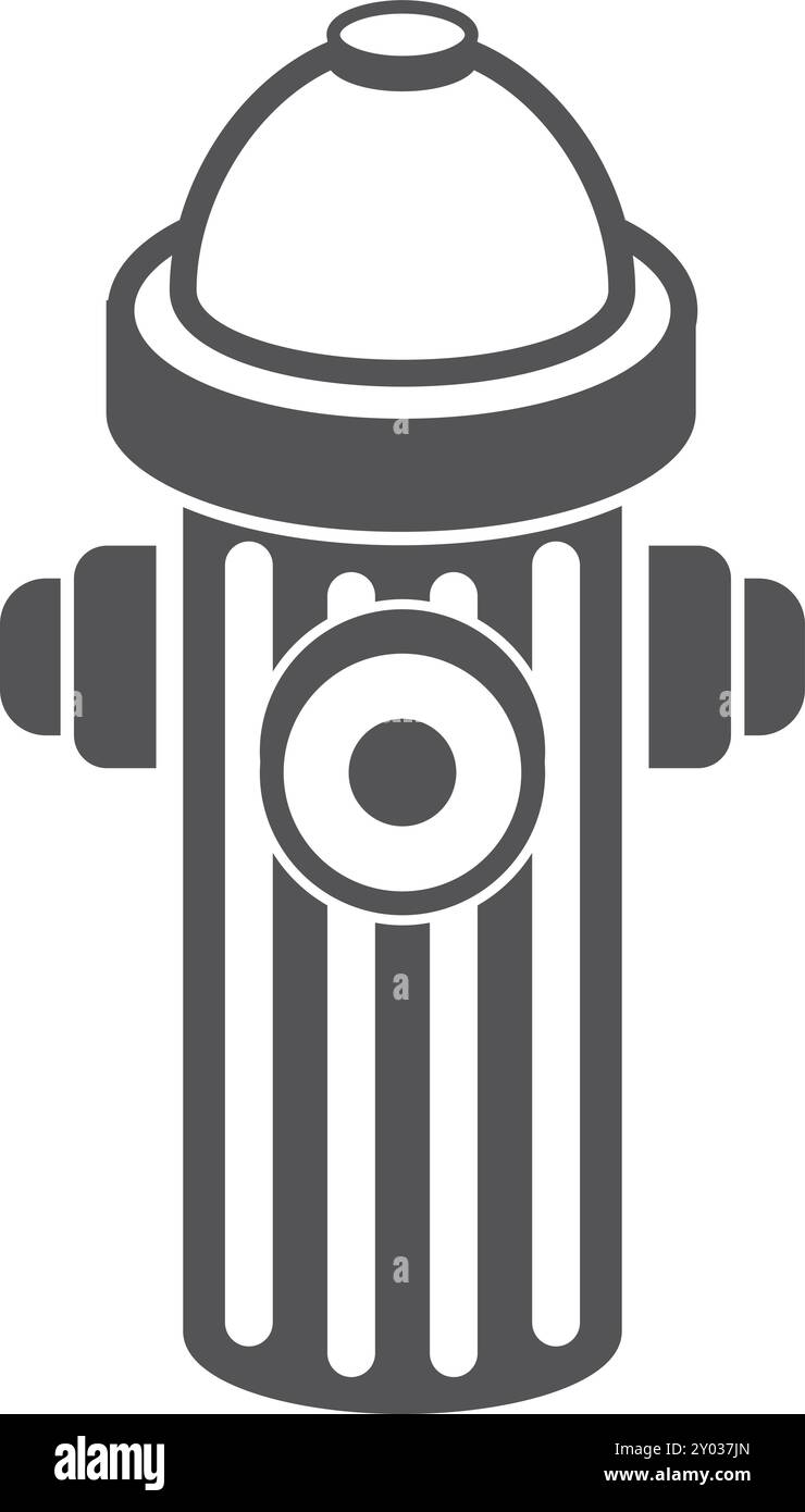 Icona nera idrante. Tappo del tubo flessibile. Protezione dalle fiamme Illustrazione Vettoriale