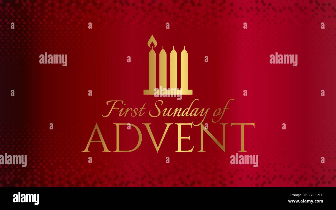 Red First Sunday of Advent background Illustration Design with Candles Illustrazione Vettoriale