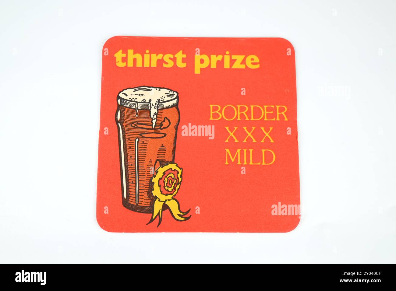 Premio per la sete d'annata Border mild beer mat drink Coaster – Galles, Regno Unito – 30 agosto 2024 Foto Stock