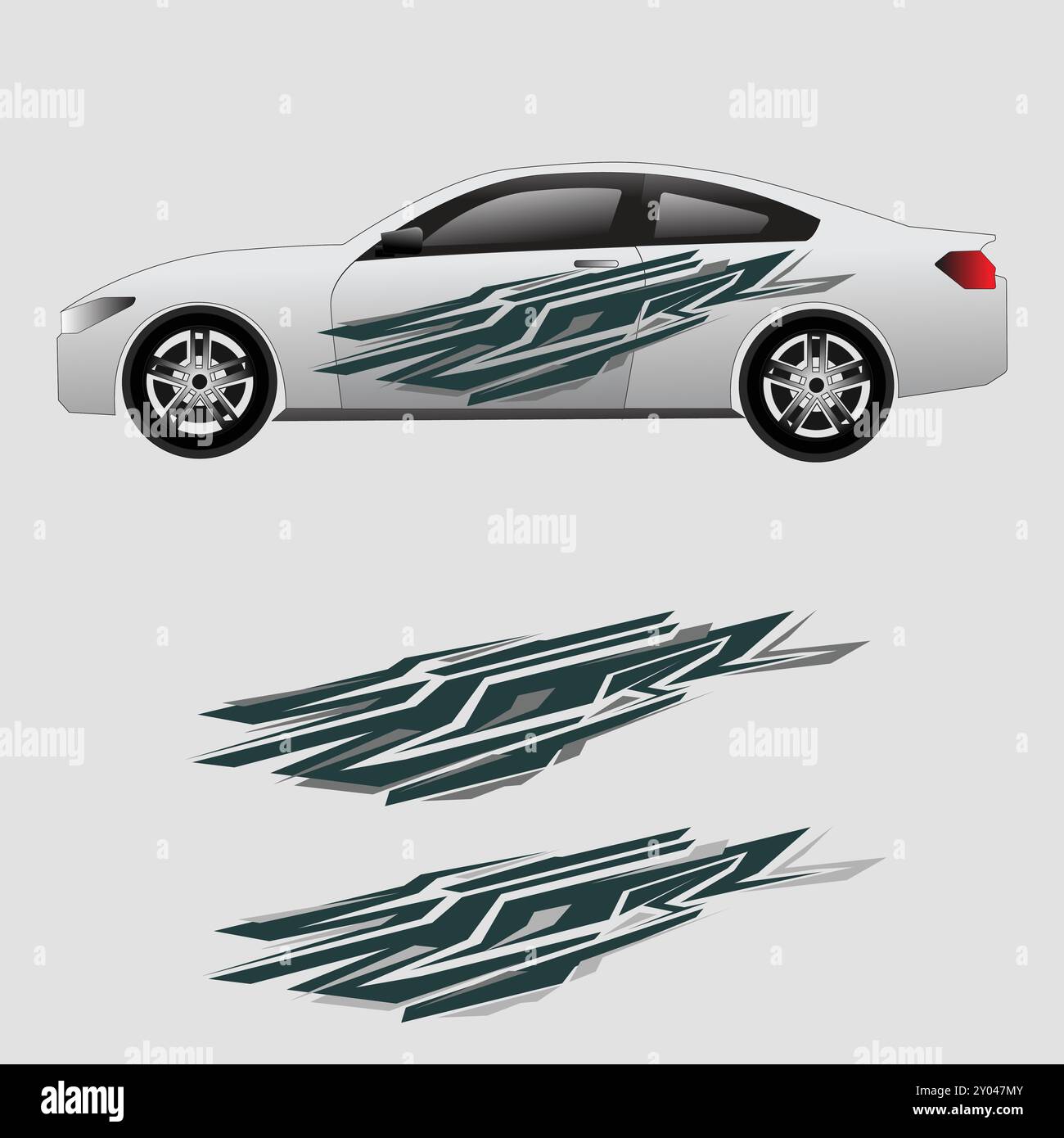 design decalcomania con livrea in vinile vector car wrap. adesivi di modifica della vettura Illustrazione Vettoriale