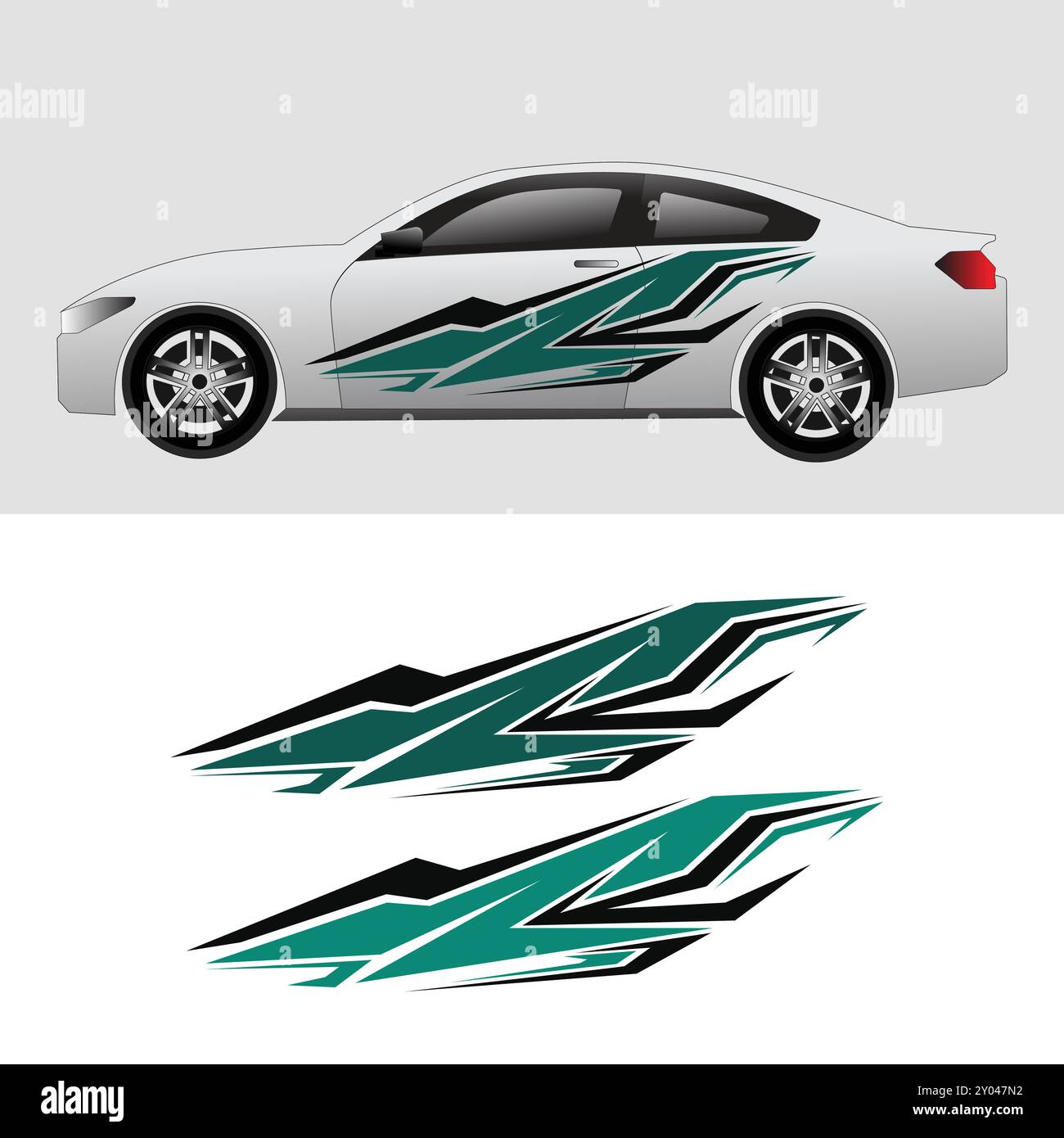 design decalcomania con livrea in vinile vector car wrap. adesivi di modifica della vettura Illustrazione Vettoriale