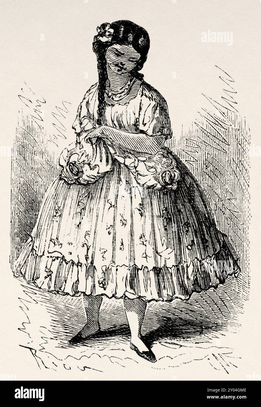 Lavanderia peruviana Chola, Perù, Sud America. Viaggia attraverso il Sud America dall'Oceano Pacifico all'Oceano Atlantico, 1848-1960 di Paul Marcoy (1815 - 1887) prima tappa, da Islay ad Arequipa, Perù. Le Tour du Monde 1862 Foto Stock